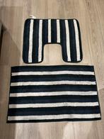 Badmat Set Zwart/Wit Gestreept, Huis en Inrichting, Ophalen, Zo goed als nieuw, Zwart, Badmat