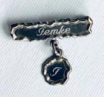 Vintage zilveren naam brosche ,brosje Femke en F,zilver, Sieraden, Tassen en Uiterlijk, Antieke sieraden, Ophalen, Zilver, Broche