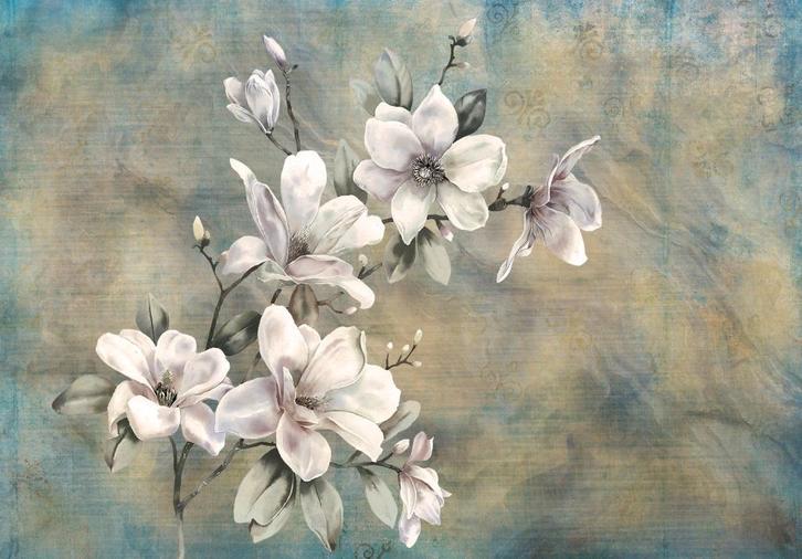Witte Magnolia fotobehang, Bloem, ook op maat, Muurdeco4kids, Huis en Inrichting, Stoffering | Behang, minder dan 10 m², Verzenden
