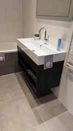 Zwart badmeubel met witte wasbak - Nieuw!, Nieuw, Minder dan 100 cm, Wastafelkast, 25 tot 50 cm