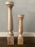 Set grote, houten kandelaars, Gebruikt, 25 tot 50 cm, Wit, Ophalen of Verzenden
