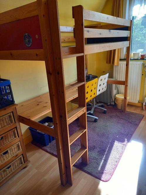 Hoogslaper met bureaublad, Huis en Inrichting, Slaapkamer | Stapelbedden en Hoogslapers, Gebruikt, Hoogslaper, 90 cm, 200 cm, Eenpersoons