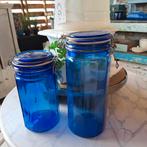 Prachtige blauwe weckpotten, Ophalen of Verzenden, Zo goed als nieuw, Glas, Pot, Bus of Blik