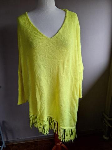 Nieuwe felle groen/gele stretch trui van BoeBou, one size beschikbaar voor biedingen