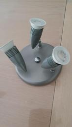 Lamp voor plafond, zilverkleur,20cm doorsnede, 3 lampen erin, Huis en Inrichting, Ophalen, Zo goed als nieuw, Kunststof, Minder dan 50 cm
