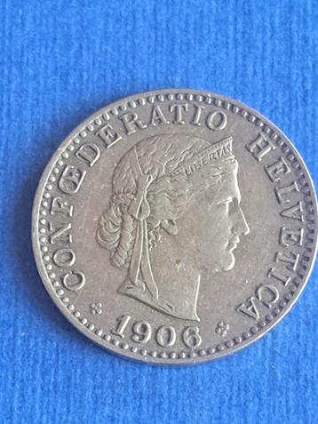 1906 Zwitserland 20 rappen, schaars beschikbaar voor biedingen