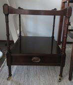 Vintage Engelse mahonie bijzettafel trolley theekar messing, Ophalen