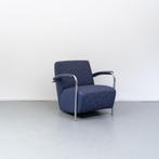 1x Leolux Scylla fauteuil blauw rondjes motief + hocker, Niet ingevuld, Niet ingevuld, Leer, Ophalen of Verzenden