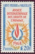 1968 Saint Pierre en Miquelon Int. Jaar van de Mensenrechten, Overige thema's, Ophalen of Verzenden, Postfris