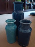 3 blauwe vazen, Huis en Inrichting, Woonaccessoires | Vazen, Steen, Blauw, Ophalen of Verzenden, Zo goed als nieuw