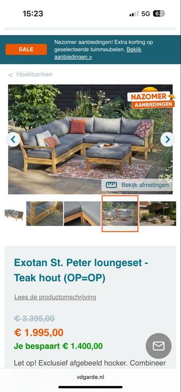 Luxe Exotan St. Peter Loungeset - Teakhout beschikbaar voor biedingen
