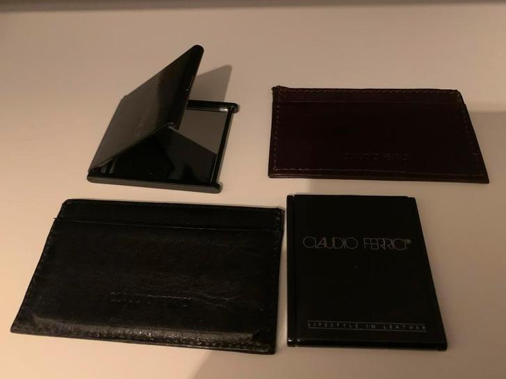 Claudio Ferrici Spiegel & Pasjeshouder Set, Sieraden, Tassen en Uiterlijk, Portemonnees, Zo goed als nieuw, Overige merken, Zwart