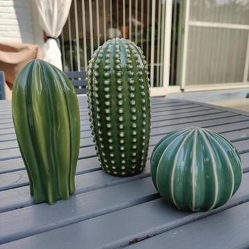 Cactus porseleinen beeldjes 3 stuks beschikbaar voor biedingen