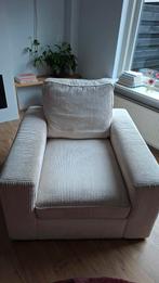 Fauteuil-beige rib velours, Huis en Inrichting, Fauteuils, Ophalen, Gebruikt, 100 tot 125 cm, 75 tot 100 cm