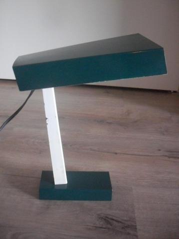 vintage design tafel bureaulamp metaal groen wit  beschikbaar voor biedingen