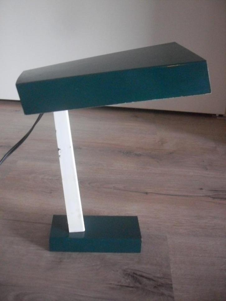 vintage design tafel bureaulamp metaal groen wit, Huis en Inrichting, Lampen | Tafellampen, Zo goed als nieuw, Minder dan 50 cm