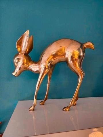 Groot Vintage Messing Bambi Hert Beeld  beschikbaar voor biedingen