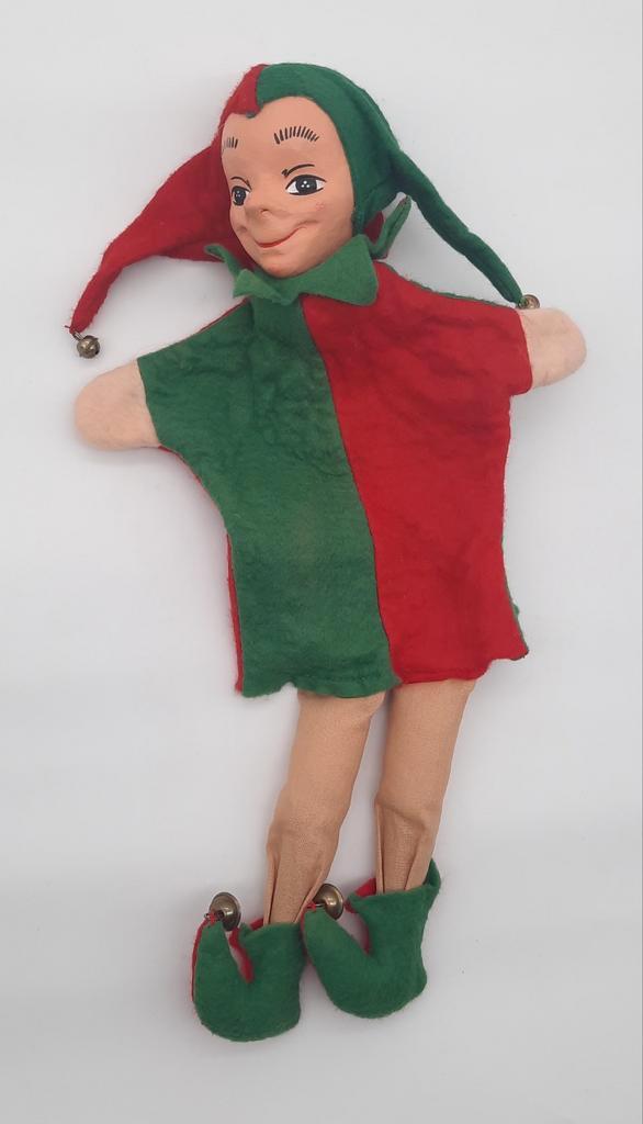 Vintage Jodeca AG Switzerland handpop Harlekijn / Joker, Verzamelen, Poppen, Zo goed als nieuw, Overige typen, Ophalen of Verzenden