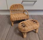 Vintage rotan poppen meubels Bank Tafel & Accessoires, Kinderen en Baby's, Ophalen of Verzenden, Zo goed als nieuw