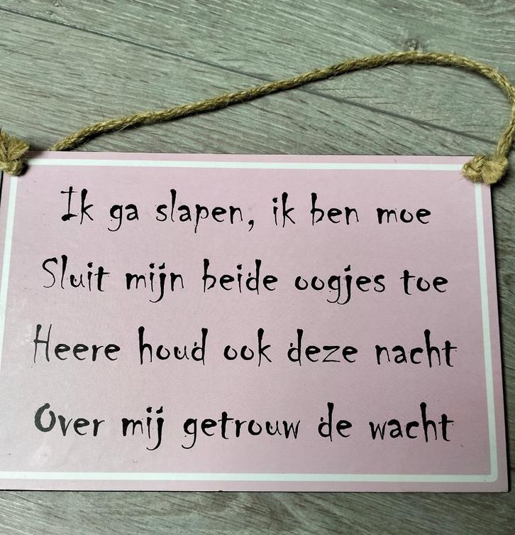 Wandbord kindergebed ik ga slapen ik ben moe, Boeken, Godsdienst en Theologie, Zo goed als nieuw, Christendom | Protestants, Ophalen of Verzenden