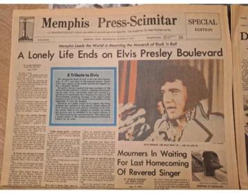 2 stuks ELVIS PRESLEY  USA kranten 17 augustus 1977 beschikbaar voor biedingen