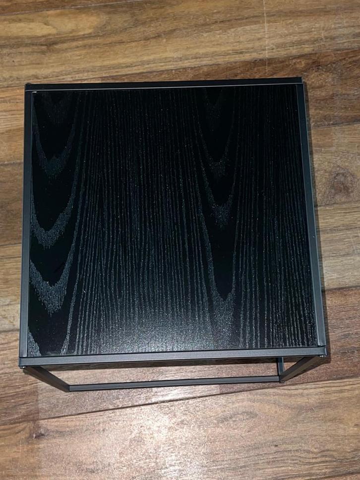 Zwarte Bijzettafels (2) - Nesting, Huis en Inrichting, Tafels | Bijzettafels, Zo goed als nieuw, Vierkant, Minder dan 45 cm, Minder dan 55 cm