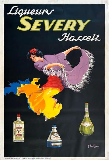 Vintage affiche Liqueurs Severy Hasselt 1925! beschikbaar voor biedingen