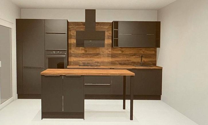 Moderne mat zwarte keuken met kookeiland (3 jaar oud), Huis en Inrichting, Keuken | Complete keukens, Gebruikt, Overige typen