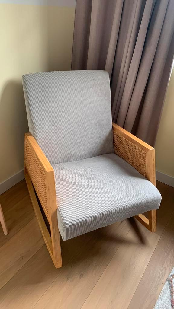 Childhome schommelstoel rotan, Huis en Inrichting, Stoelen, Gebruikt, Eén, Hout, Blauw, Ophalen