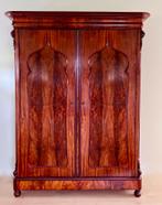 grote uitneembare antiek mahonie kledingkast hang/ leg, De doofpot, 200 cm of meer, 150 tot 200 cm, Antiek biedermeier