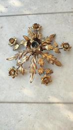 Vintage Italiaanse plafondlamp ‘Banci’ goudkleurig metaal, Huis en Inrichting, Lampen | Plafondlampen, Ophalen of Verzenden, Gebruikt