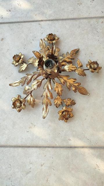 Vintage Italiaanse plafondlamp ‘Banci’ goudkleurig metaal beschikbaar voor biedingen