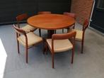6 Niels Moller model 75 stoelen, retro Deens jaren 60 teak, Ophalen, Gebruikt, Bruin, Mid Century Modern