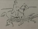 Kees Maks - Houtskooltekening | 'Hoogeschoolrijder' |, Antiek en Kunst, Kunst | Schilderijen | Klassiek, Ophalen