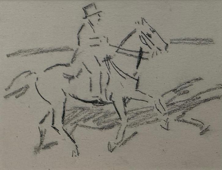 Kees Maks - Houtskooltekening | 'Hoogeschoolrijder' |, Antiek en Kunst, Kunst | Schilderijen | Klassiek, Ophalen