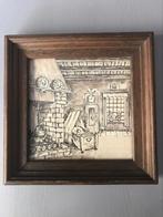 Origineel Enschedees aquarel 16,5x16,5 cm met lijst Enschede, Ophalen of Verzenden