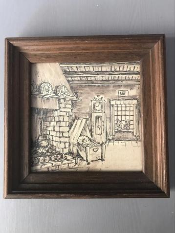 Origineel Enschedees aquarel 16,5x16,5 cm met lijst Enschede beschikbaar voor biedingen