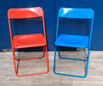 2 metalen klapstoelen met kunststof zitting, Huis en Inrichting, Stoelen, Ophalen, Kunststof, Gebruikt, Twee