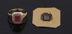 Zegelring familiewapen met lakzegel 14k goud antiek vintage