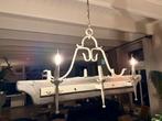Antieke Smeedijzeren Hanglamp met Eiken Details, Ophalen of Verzenden, Gebruikt, Hout