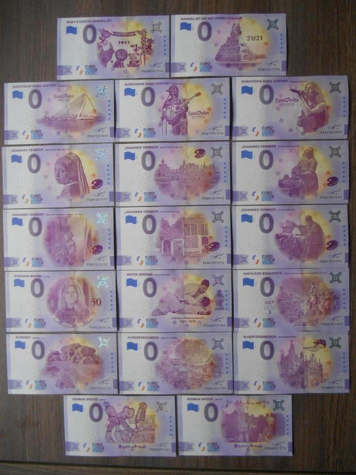 0 eurobiljet Nederland 19 verschillende van 2021, Postzegels en Munten, Bankbiljetten | Nederland, Los biljet, Euro's, Ophalen of Verzenden