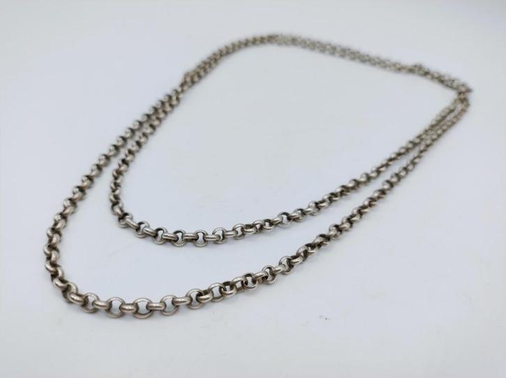 Zilveren jasseronketting, 103 cm., Sieraden, Tassen en Uiterlijk, Antieke sieraden, Ketting, Zilver, Verzenden