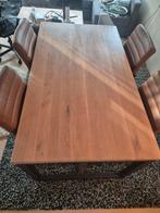 Mooie houten eettafel met metalen onderstel, Huis en Inrichting, Tafels | Eettafels, Gebruikt, 100 tot 150 cm, Ophalen of Verzenden