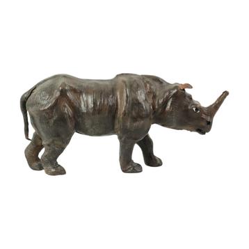 Mid Century Lederen Neushoorn Beeld Liberty of London 41cm beschikbaar voor biedingen