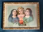 Oude prent engelen, geloof hoop en liefde, Ophalen of Verzenden