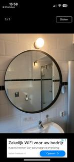 Strakke ronde spiegel zwarte gladde rand, Ophalen, Overige typen, Zo goed als nieuw, Minder dan 25 cm