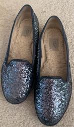 UGG glitter ballerina’s in jeansblauw mt 40 leer + bont, Verzenden, Zo goed als nieuw