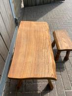 Handgemaakte eiken salontafel set - 60x30 & 30x8 cm, Huis en Inrichting, Tafels | Salontafels, Ophalen of Verzenden, Rechthoekig