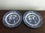 Staffordshire England Old Willow set van 2 bordjes blauw wit, Antiek en Kunst, Antiek | Servies los, Ophalen of Verzenden