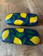 Handbeschilderde brillenkoker donkerblauw met citroenen, Ophalen of Verzenden